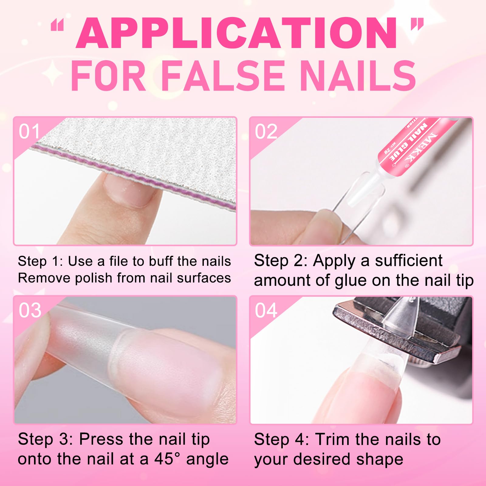 MEKK Nail Glue easy removal with acetone or warm water