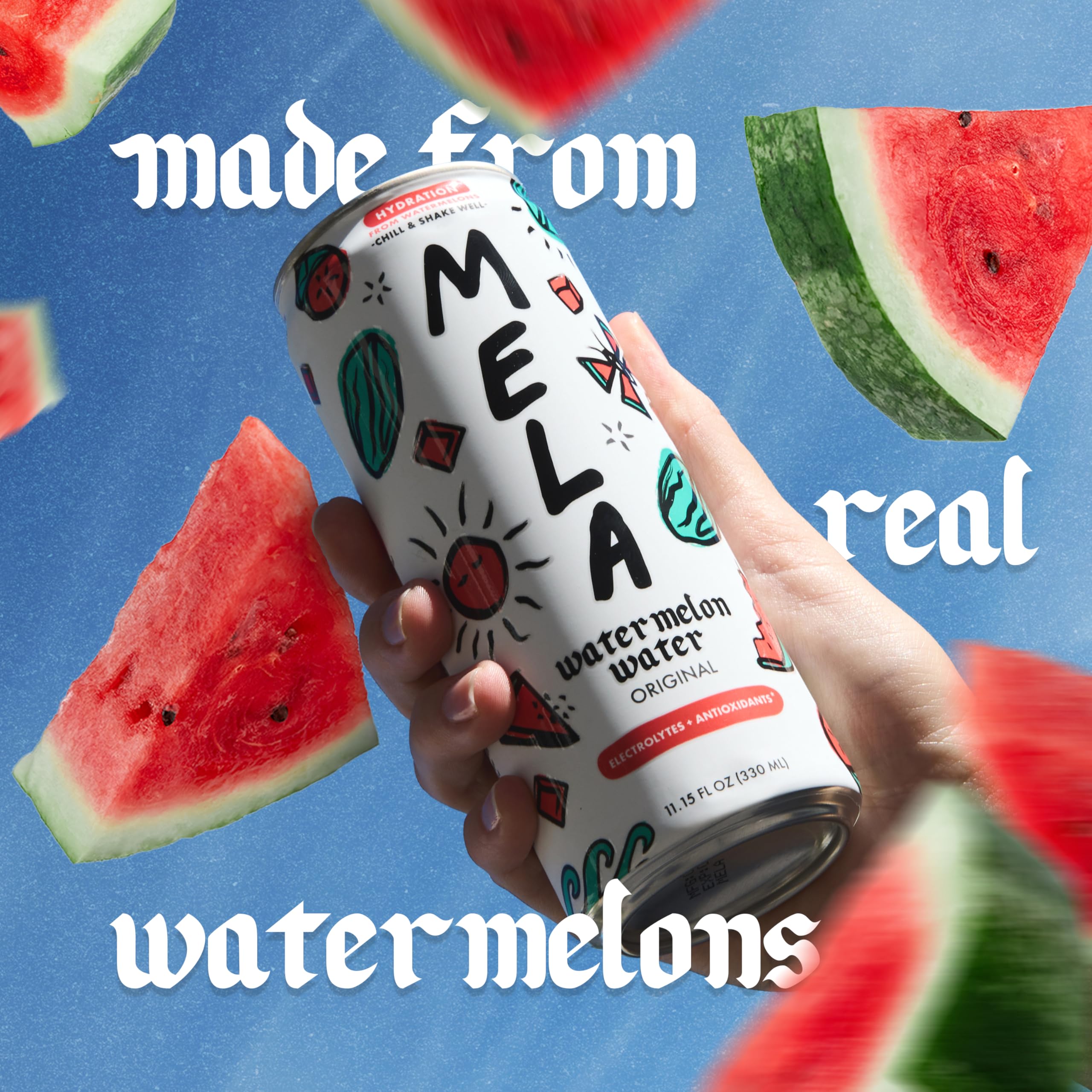 Mela Watermelon Water bottle—electrolytes support active hydration.
