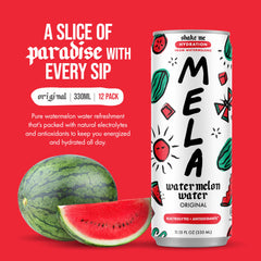 Mela Watermelon Water bottle—Vitamin C-rich splash for a fruity lift.