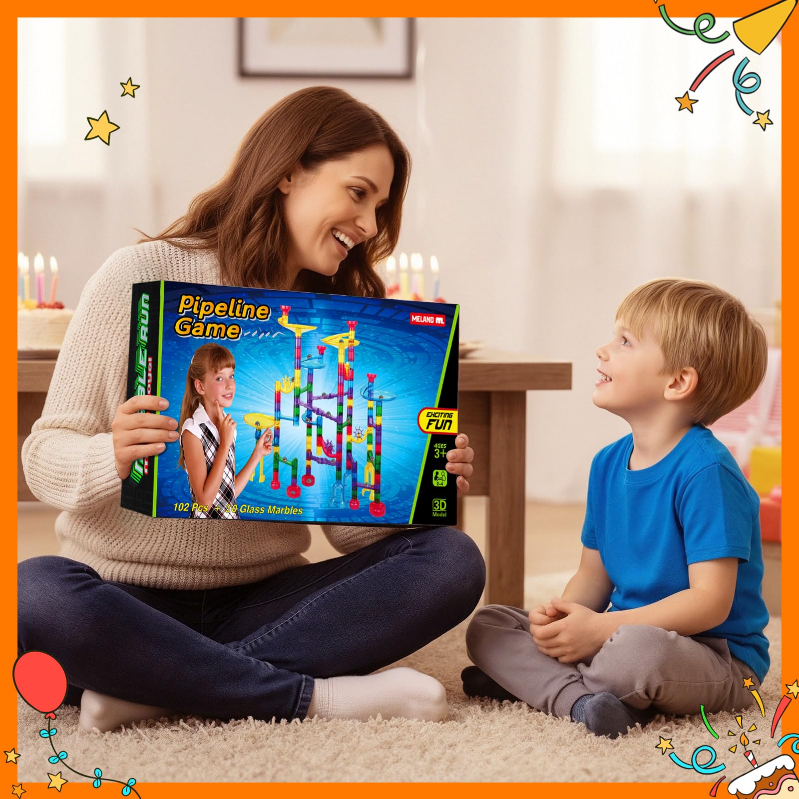Meland Marble Run neutral design suits shared family play.