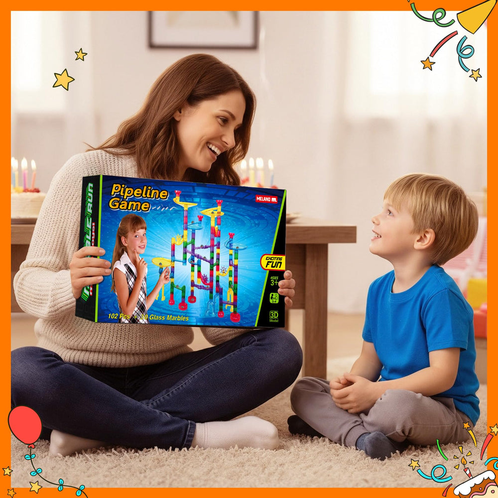 Meland Marble Run neutral design suits shared family play.