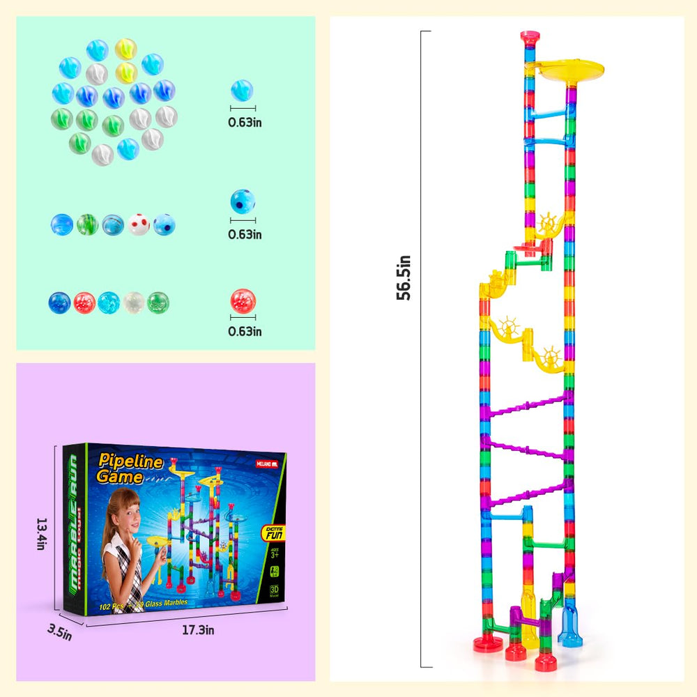 Meland Marble Run step-by-step booklet guides young builders safely.