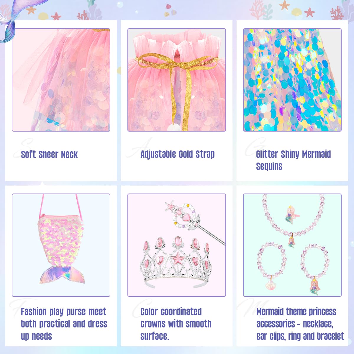 Meland princess crown and accessories set enhances complete dress up look