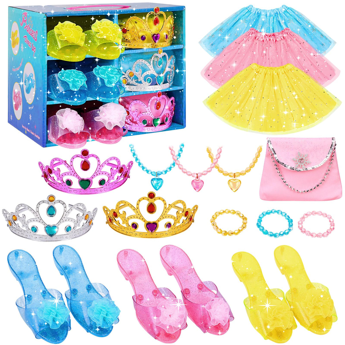 Meland Princess dress-up trunk with accessories for imaginative play