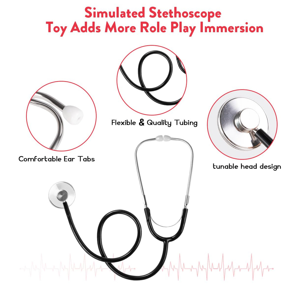 Meland simulated stethoscope toy for interactive role play and storytelling.