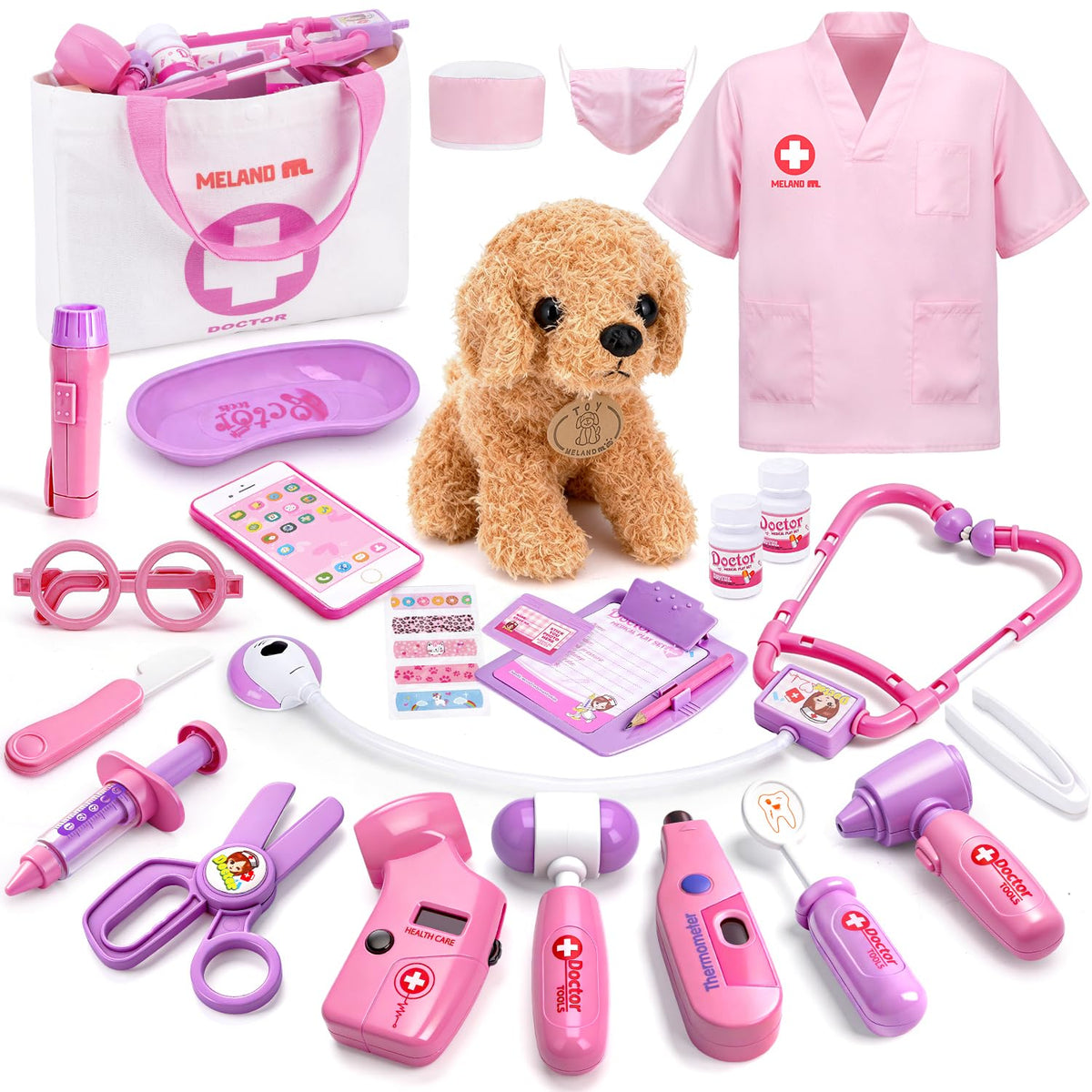 Meland toy doctor kit carrying bag with tools for organized pretend play.
