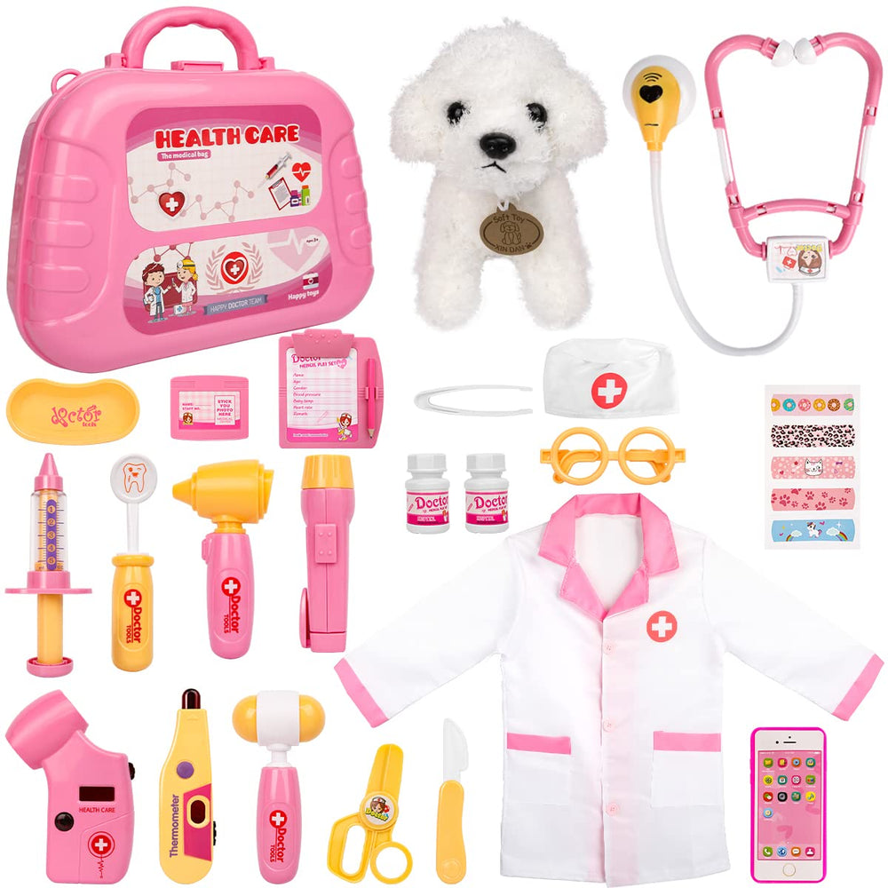 Meland Toy Doctor Kit carrying case with tools for imaginative pretend play