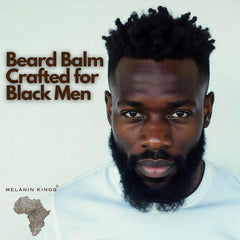Melanin Kings beard balm applied to beard for detangling and smooth styling