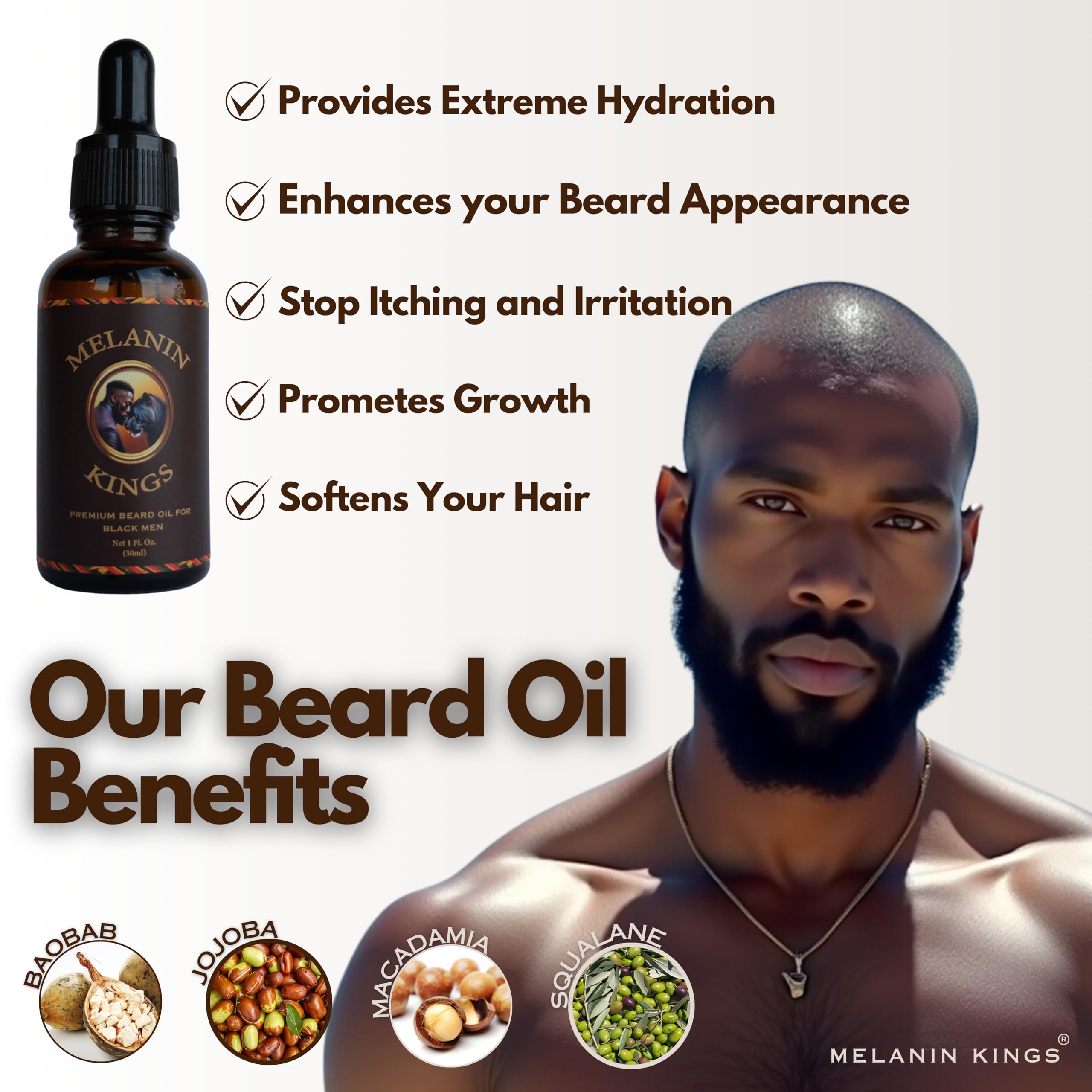 Melanin Kings Wooden Beard Brush supports precise shaping and even oil distribution.