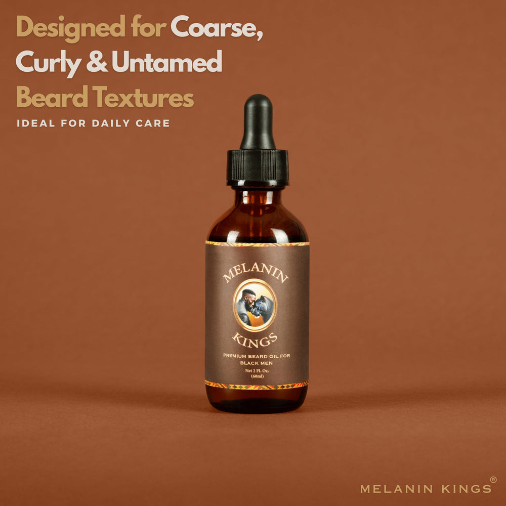 Melanin Kings packaging box signals premium natural blend for beard care
