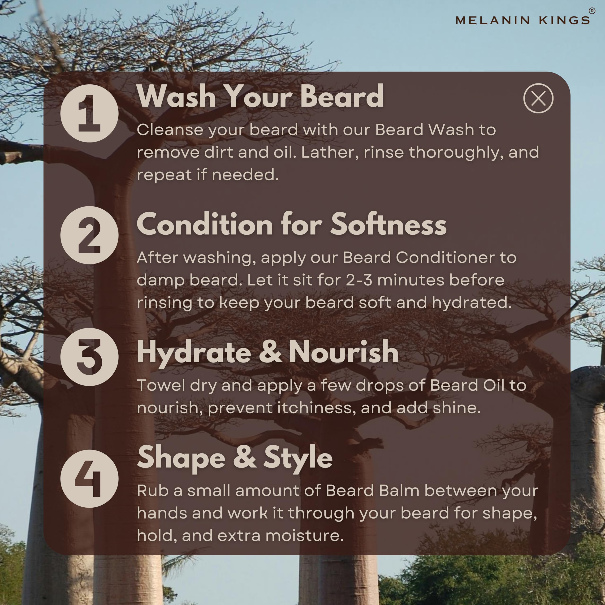 Melanin Kings natural oils blend supports beard softness and texture