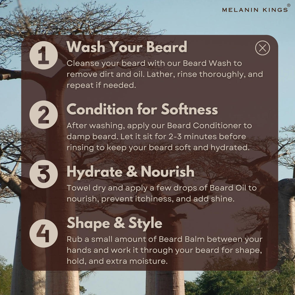 Melanin Kings natural oils blend supports beard softness and texture