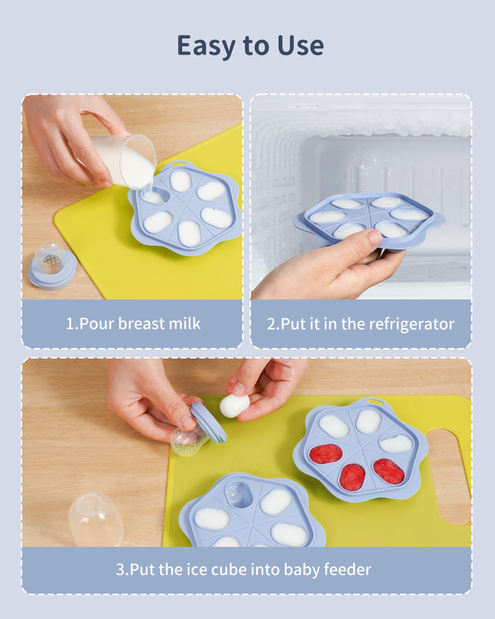Melican breastmilk popsicle molds ready for soothing frozen treats.