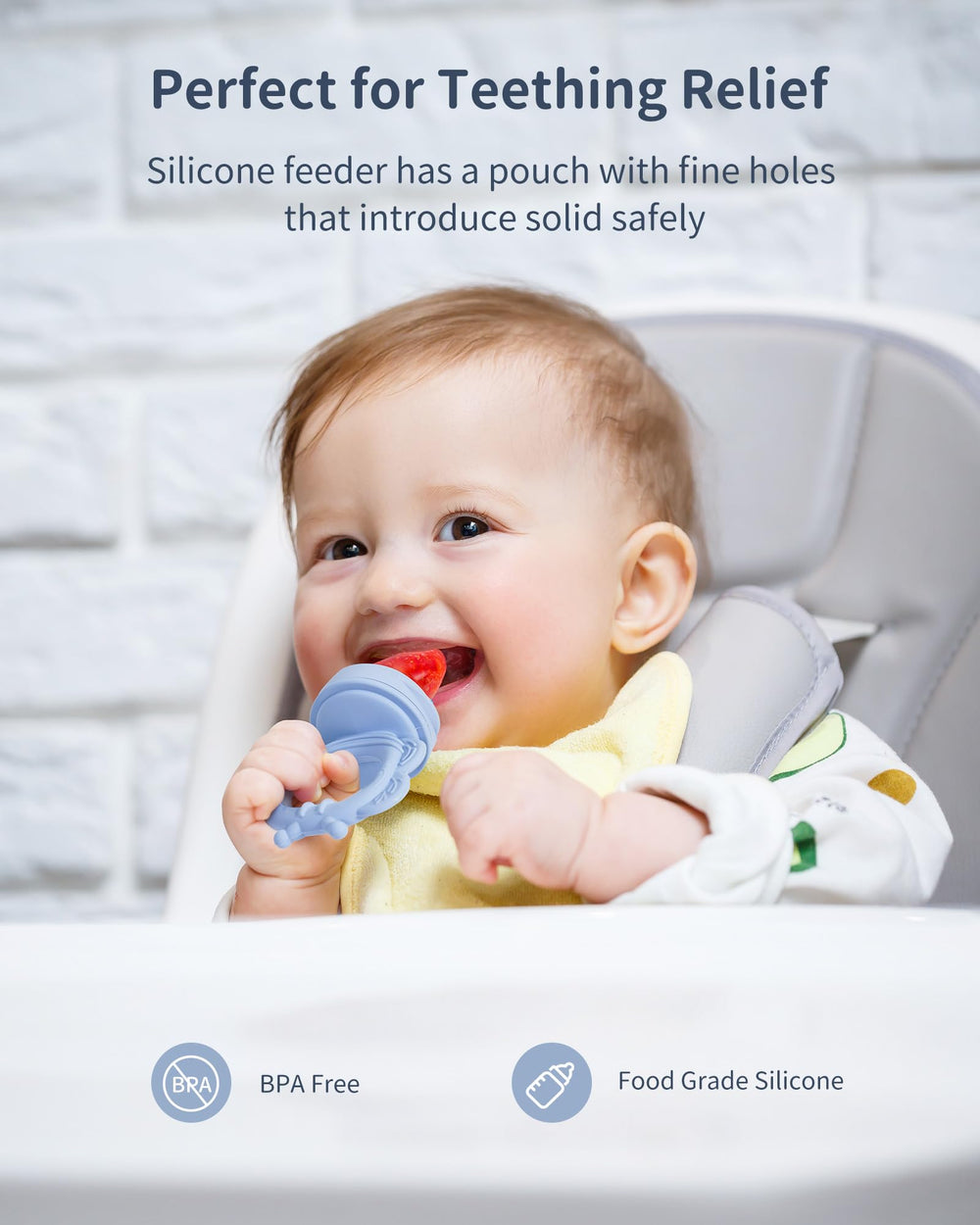 Melican freezer nibble tray showing bite-sized prep for teething comfort.