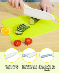 Melican Kids Knife Set includes peeler for easy prep and smooth fruit slicing.