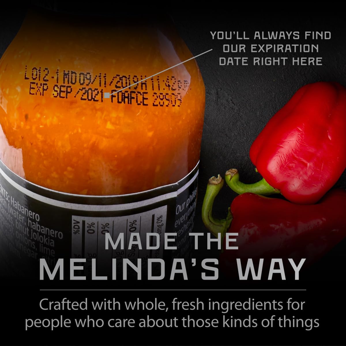 Melinda’s Ghost Pepper bottle steaming highlights intense heat for soups or grilled meats.
