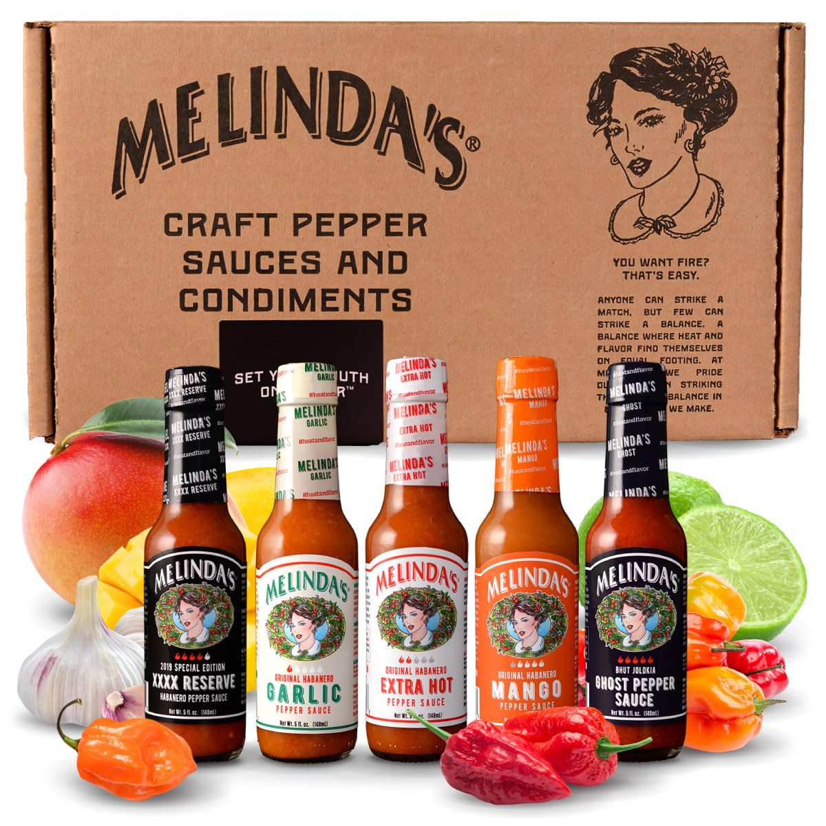 Melinda’s XXXXtra Reserve bottle pour shows bold heat for wings and bold dishes.