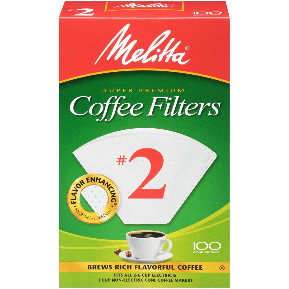 Melitta Cone Filter #2 chlorine-free white paper for pure-tasting pours.