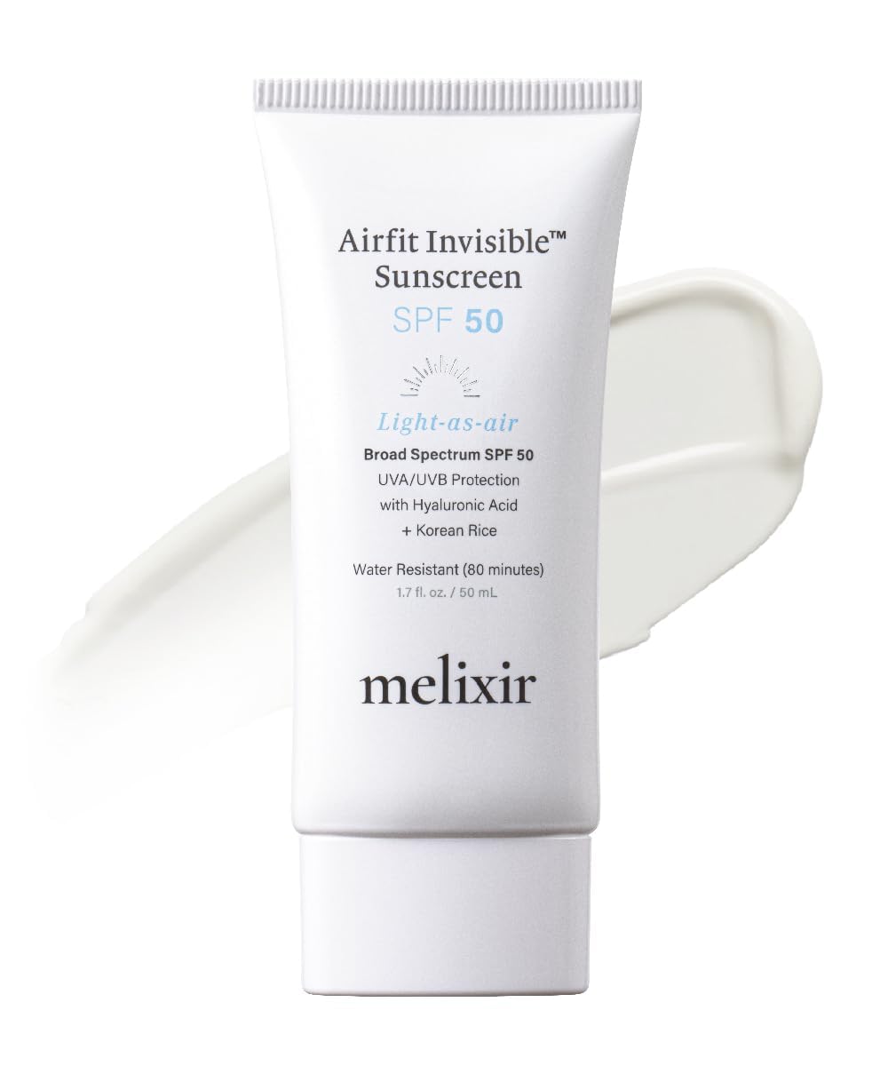 Melixir Airfit Invisible Sunscreen 50 bottle pour for easy daily application and protection