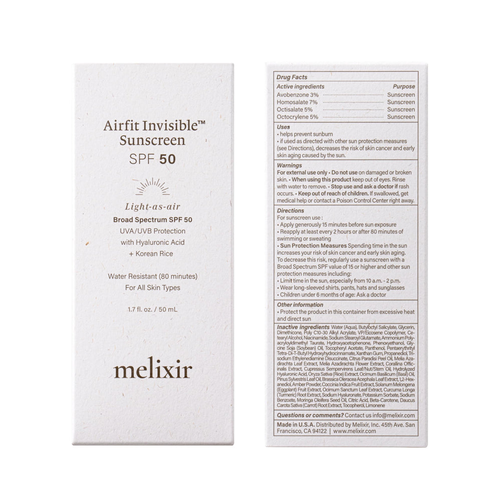 Hyaluronic acid in Melixir Airfit Invisible Sunscreen 50 provides hydration on skin