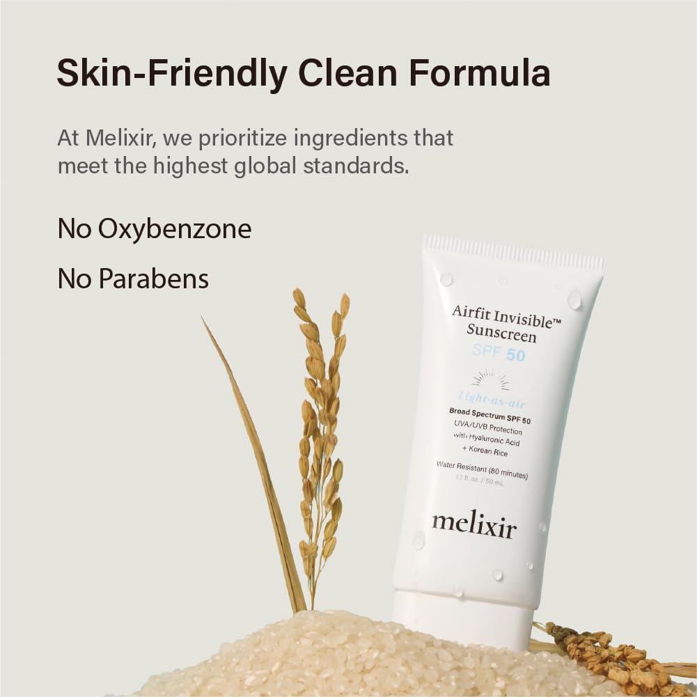 Packaging label of Melixir Airfit Invisible Sunscreen 50
