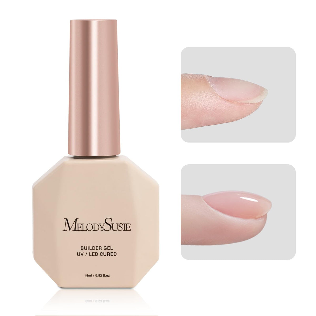 MelodySusie Clear Builder bottle pour for precise gel application and strong results