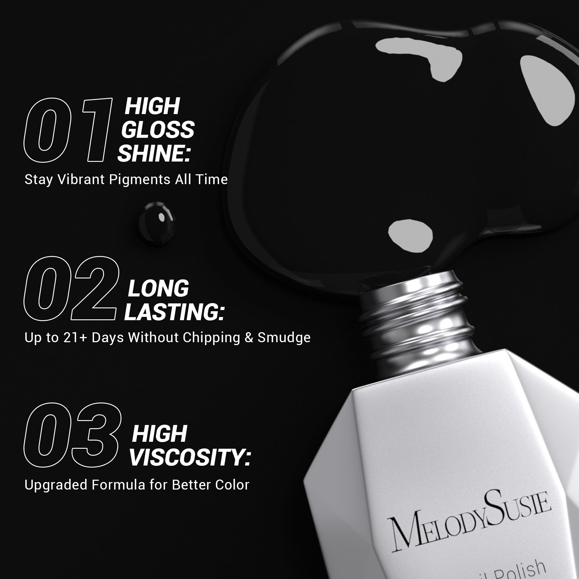 MelodySusie High-gloss finish delivers durable shine on nails.