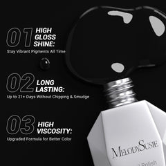 MelodySusie High-gloss finish delivers durable shine on nails.