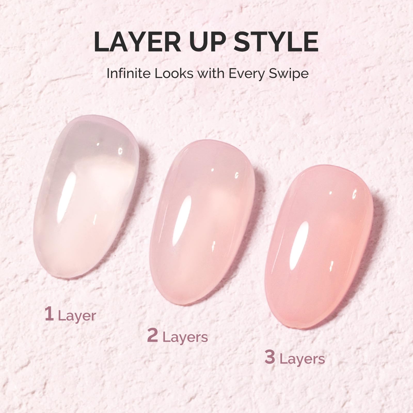 MelodySusie Jeweliver nude gel polish swatch demonstrates translucent jelly effect for versatile layering