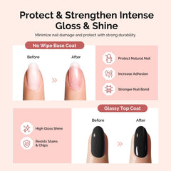 MelodySusie no wipe glossy top coat protects nail surface and art