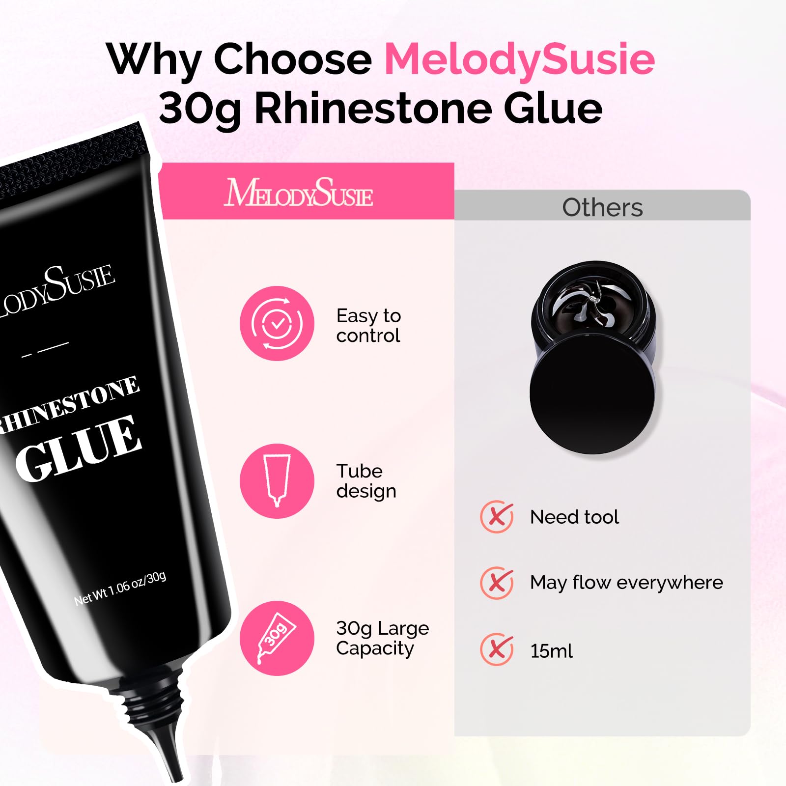 MelodySusie Rhinestone Glue enabling 3D nail art designs