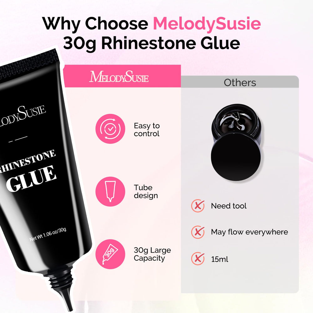 MelodySusie Rhinestone Glue enabling 3D nail art designs