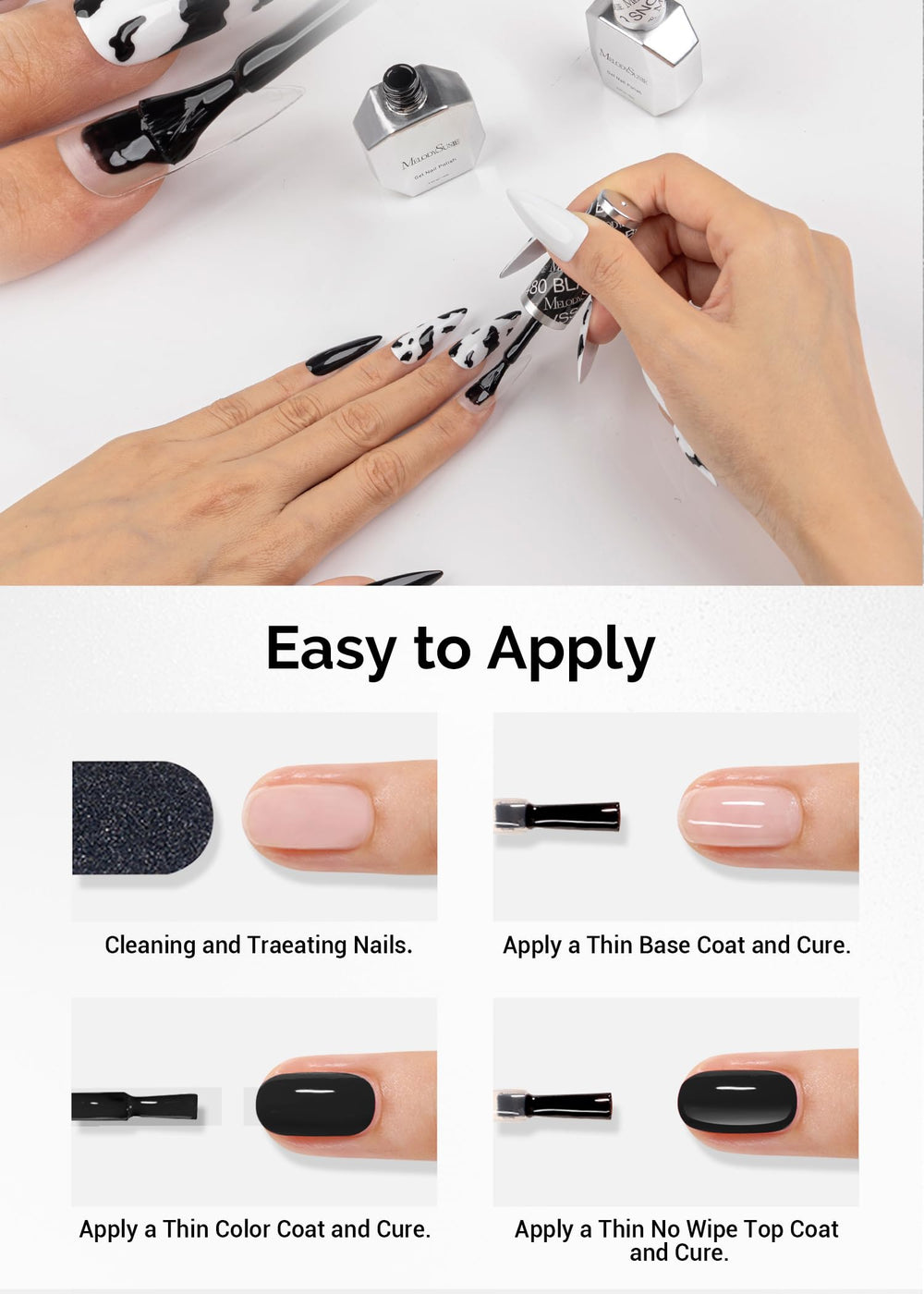 MelodySusie salon-quality finish for stylish nail designs at home.