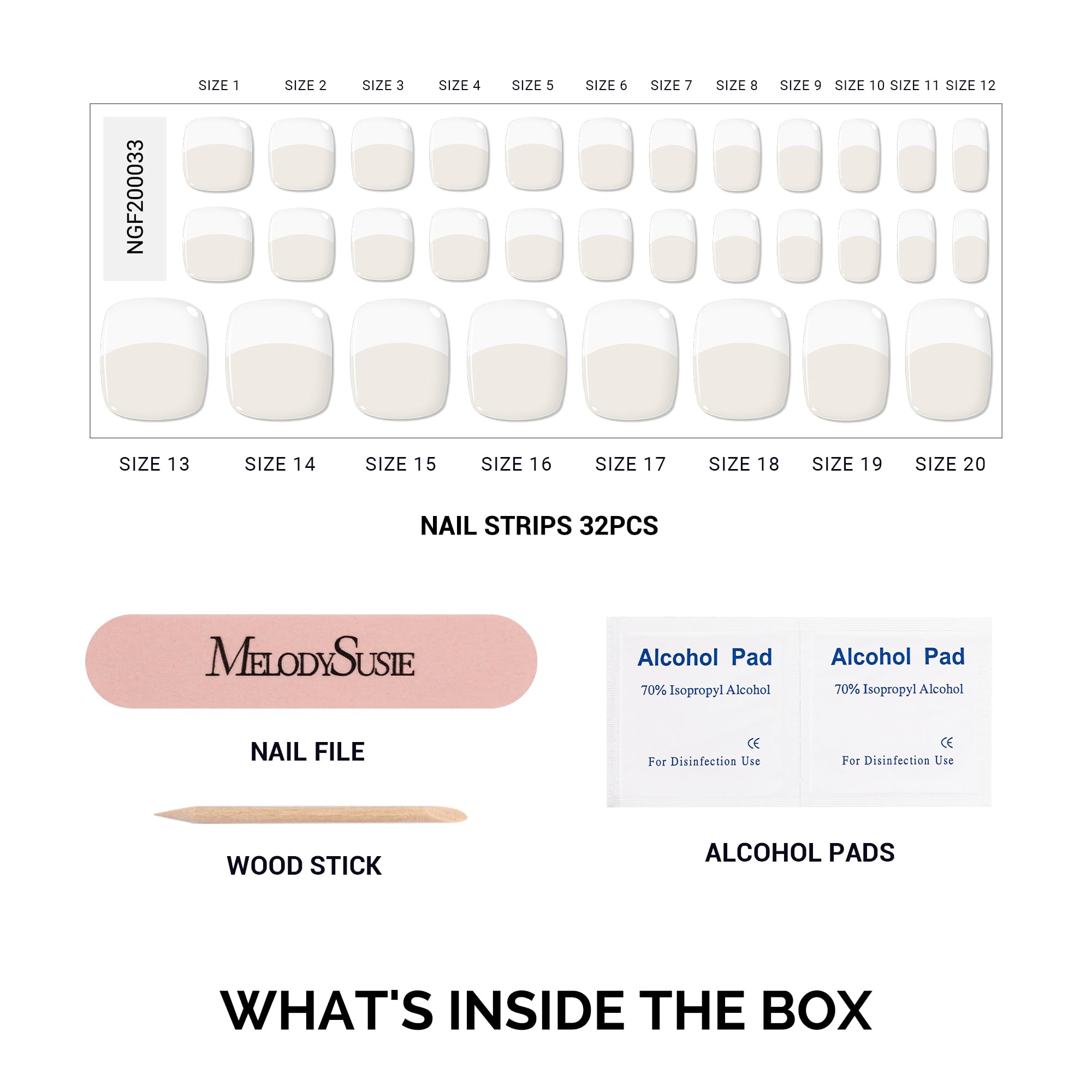 MelodySusie semi-cured toe strips with dual cuticle shapes for a perfect fit