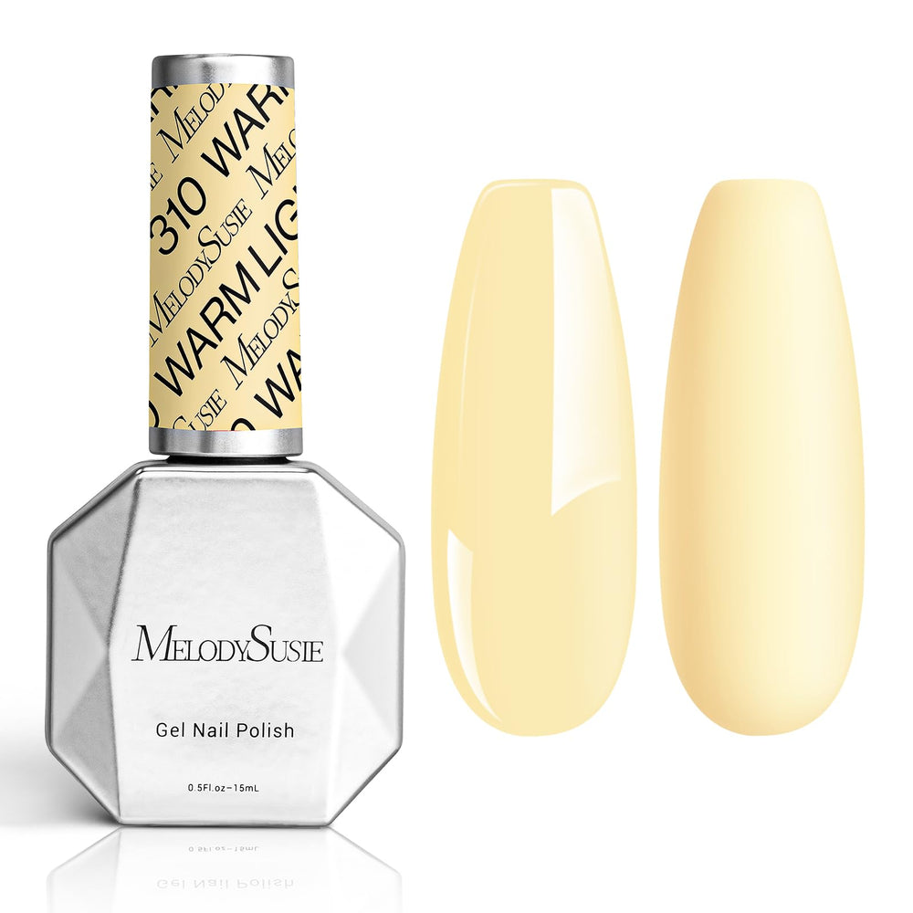 MelodySusie Thick Yellow Gel Nail Polish bottle shows creamy pastel color for at-home nails