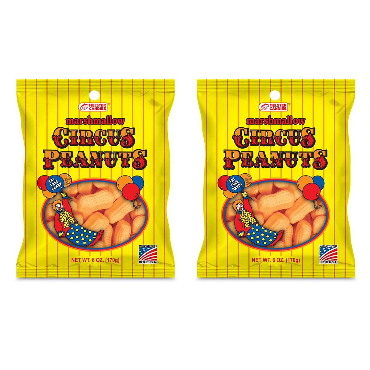 Melster Candies Classic Circus Peanuts bag front for nostalgic snacking and sharing.