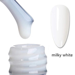 MEMEDA Milky White Nude top coat delivering glossy finish.