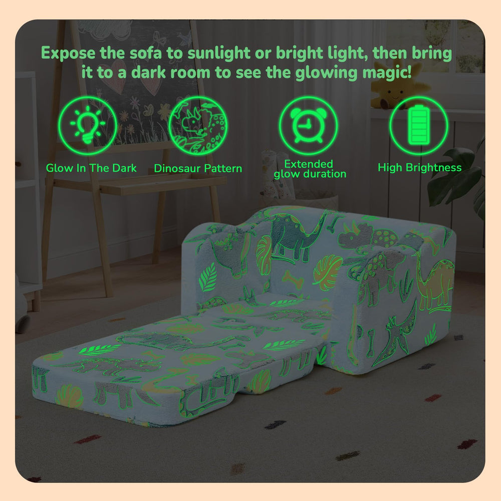 MeMoreCool glowing dinosaur chair lounger mode demonstrated for relaxed downtime