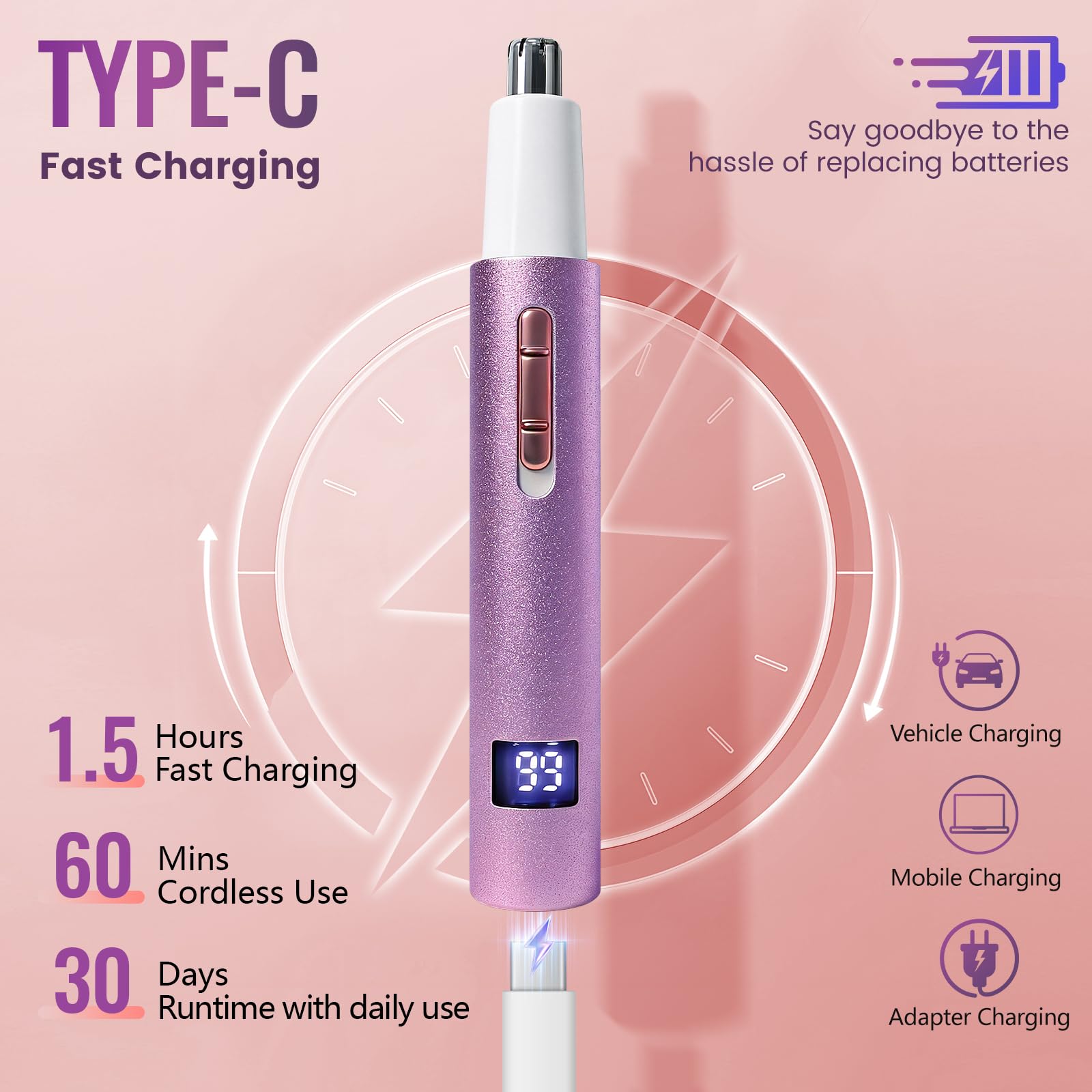 Mendaping USB-rechargeable trimmer with long-lasting battery for convenience