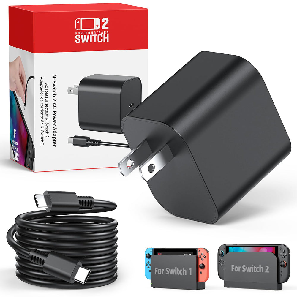 MENEEA Switch 2 60W adapter powering Nintendo Switch and Steam Deck for quick charging