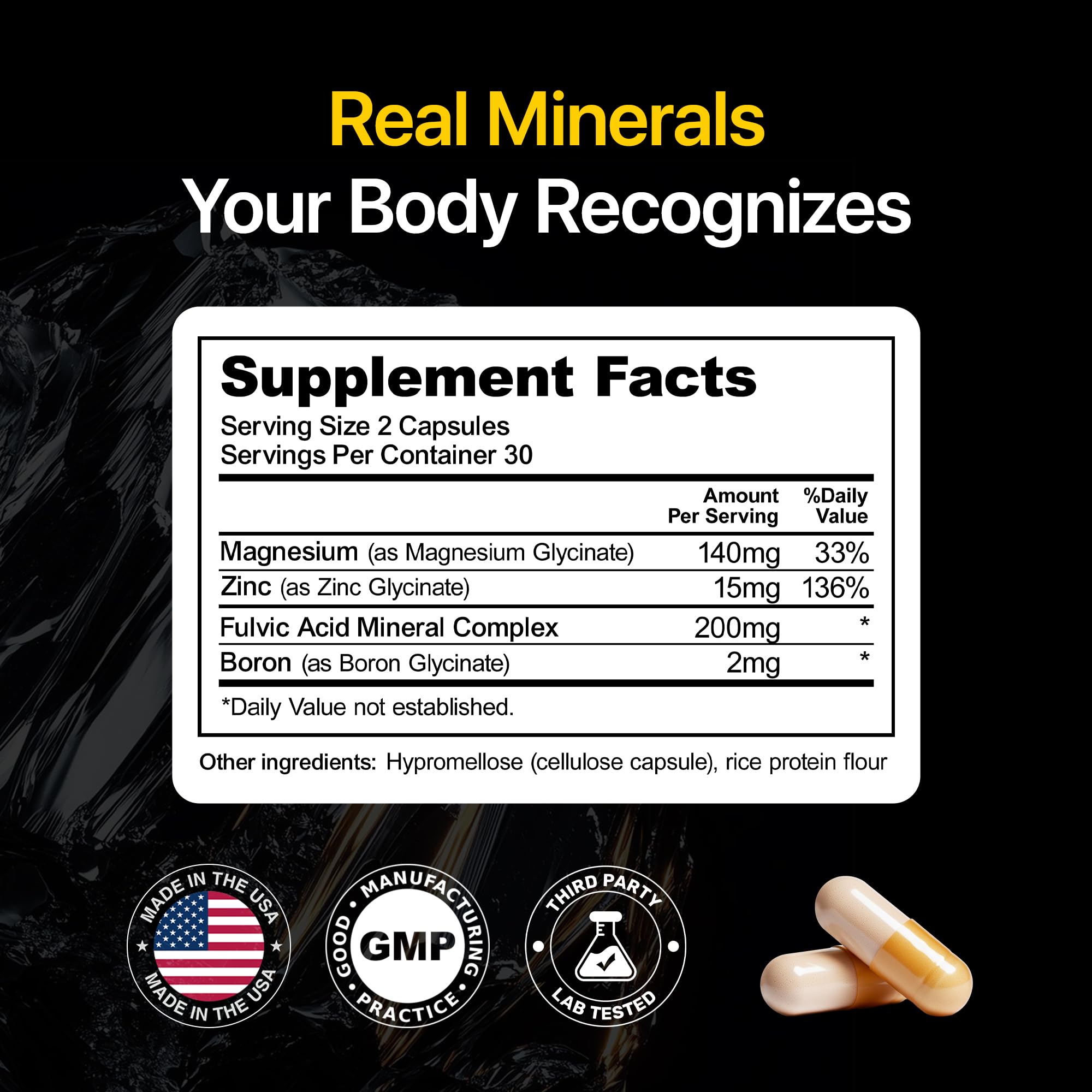 Menerals Mens Multivitamin bottle cap close-up highlighting minerals