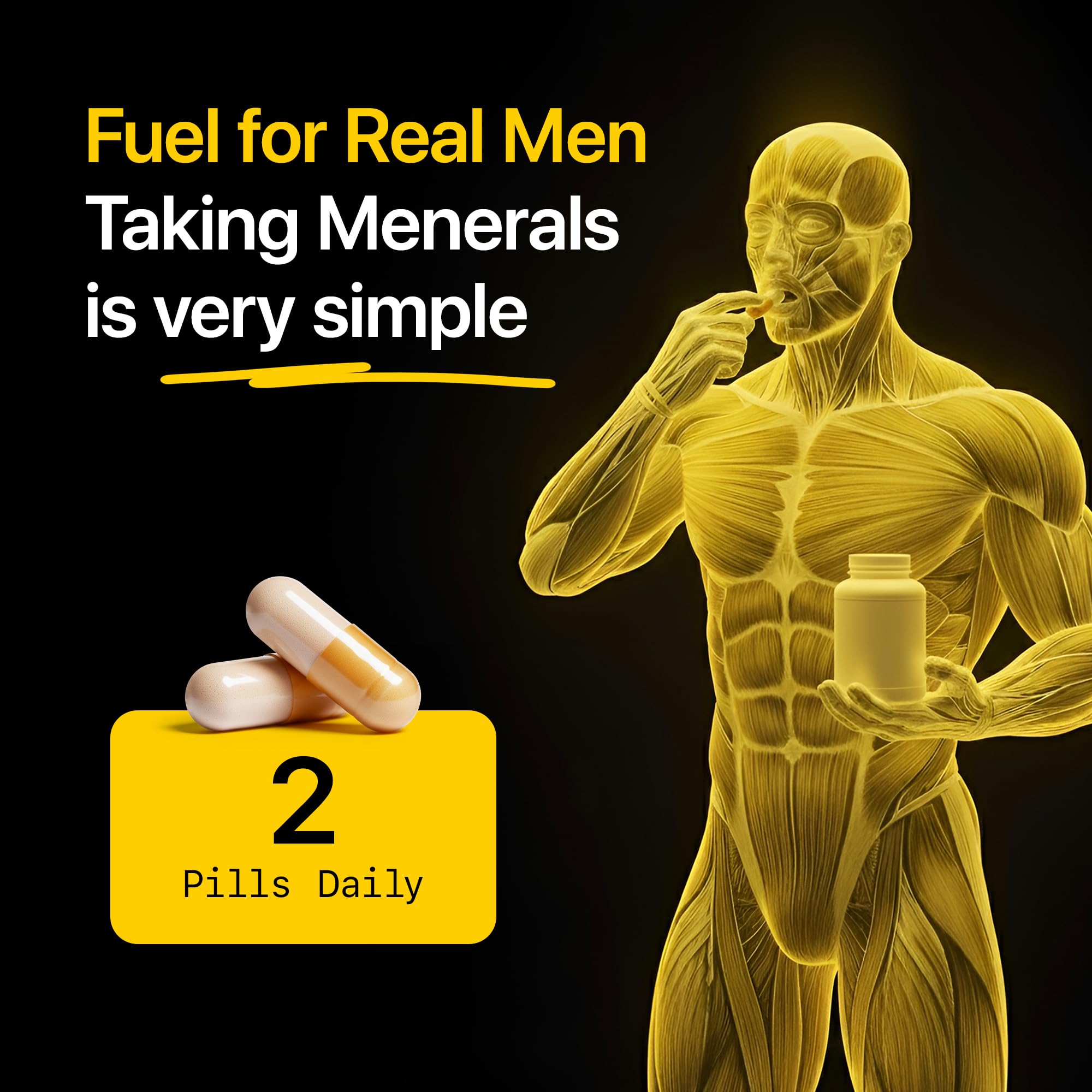 Menerals Mens Multivitamin energy and focus concept for daytime use