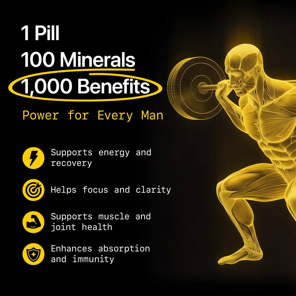 Menerals Mens Multivitamin tablets close-up with precise dosing