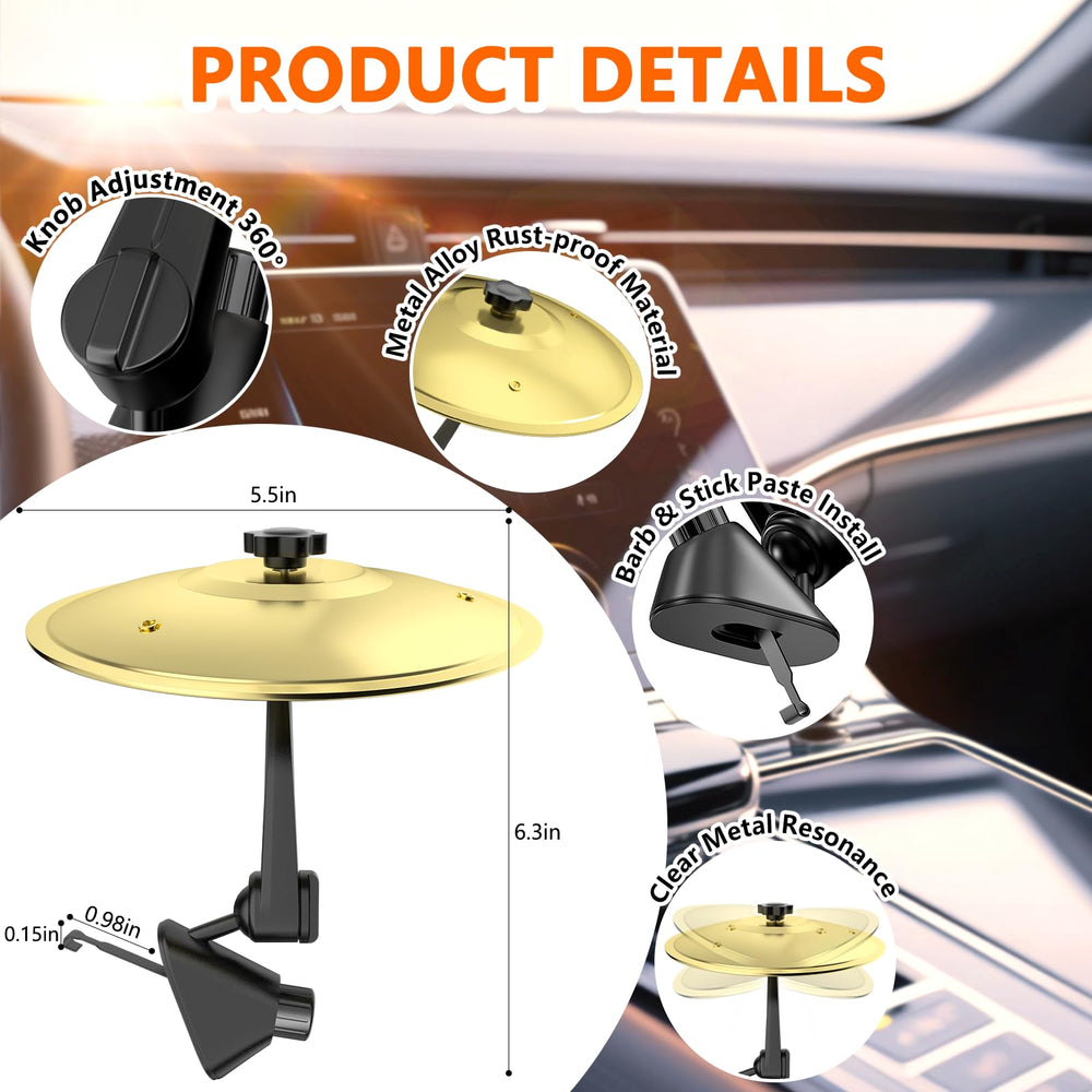 MENGBEI mini cymbal on dash delivers crisp metal resonance on the go.