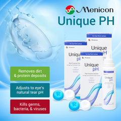 Menicon Unique pH bottle cap open indicating easy, mess-free use on the go