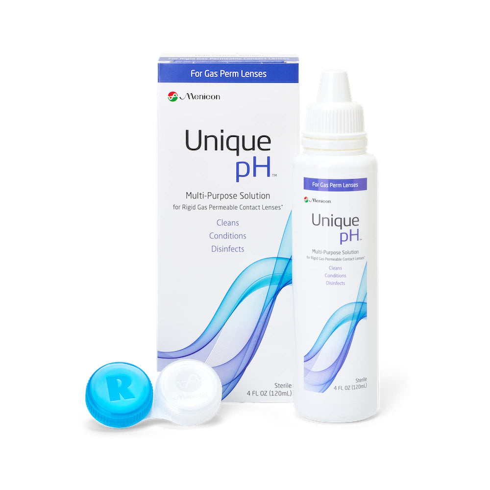 Menicon Unique pH bottle pour for effortless lens cleaning and care.