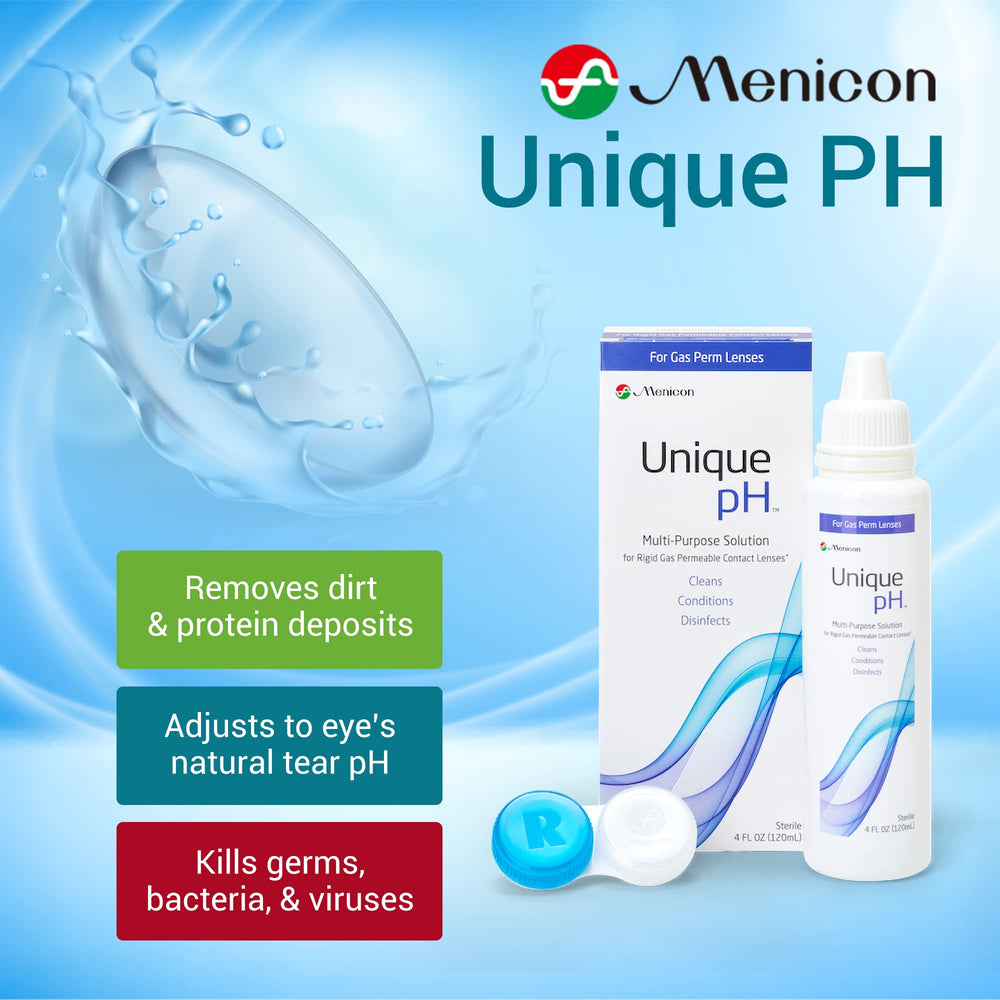 Menicon Unique pH lens cleaning action shows solution in contact with lenses.