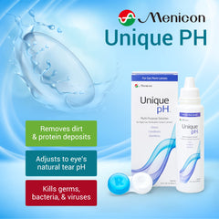 Menicon Unique pH lens cleaning action shows solution in contact with lenses.