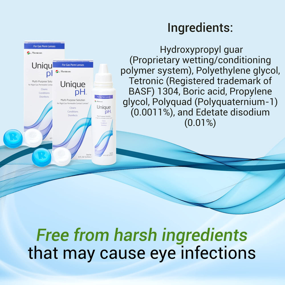 Product on shelf highlighting Menicon Unique pH Multipurpose Solution for daily care.