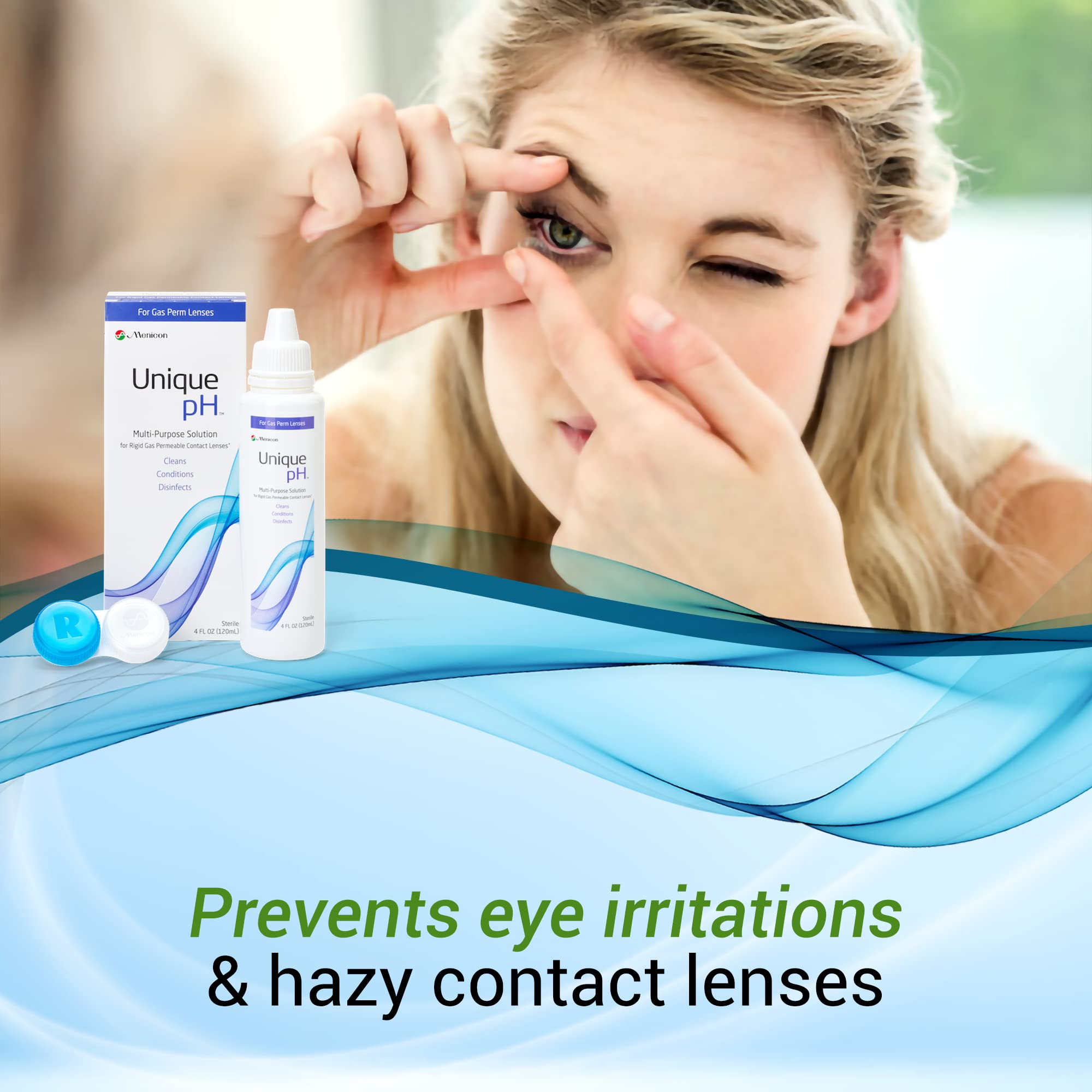 Menicon Unique pH protein removal visualized for clearer vision.